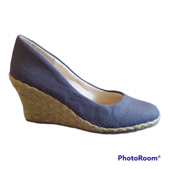 CINDERELLA OF BOSTON Petite Women’s Blue Denim Wedges Shoes - Size 3.5 M - Picture 2 of 6